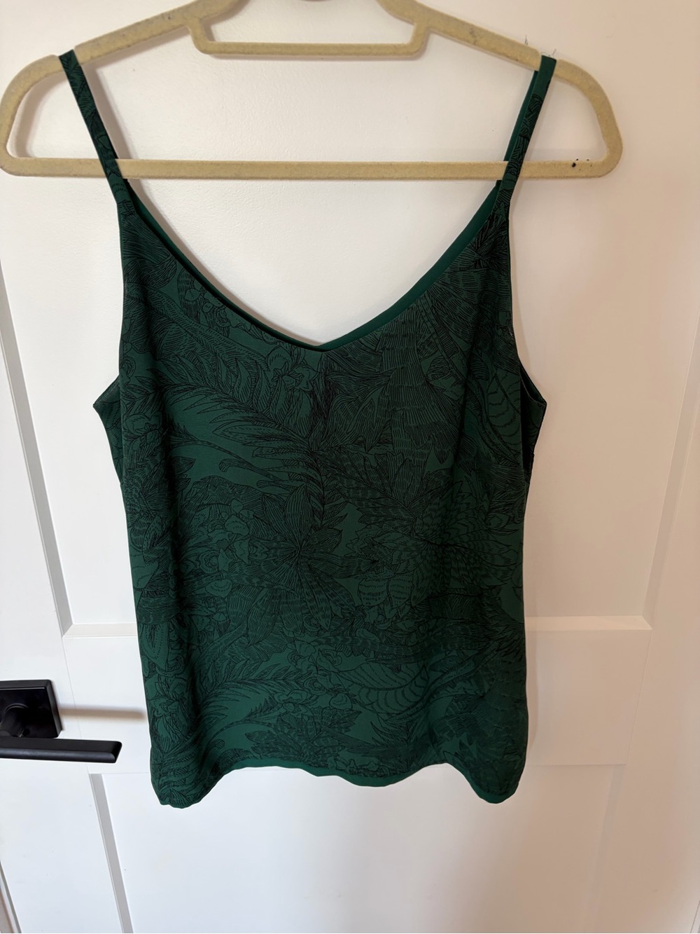Women's Dark Green Floral V-Neck Camisole Top